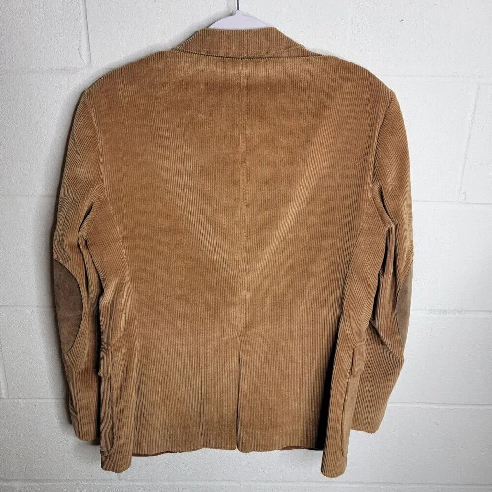 Vintage Richman Sport Coat Mens 40R Camel Tan Corduroy Western Elbow Patch